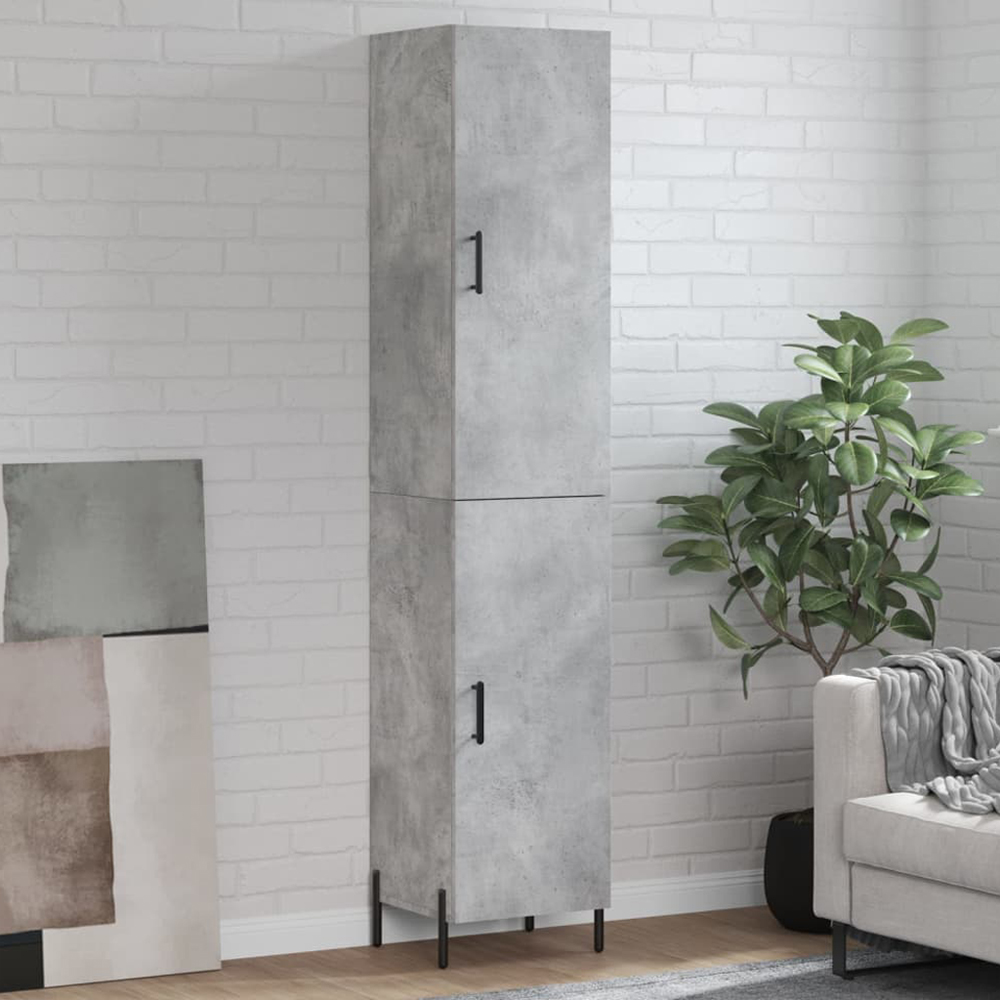 vidaXL 2 Door Concrete Grey Highboard with Black Handle Image 1