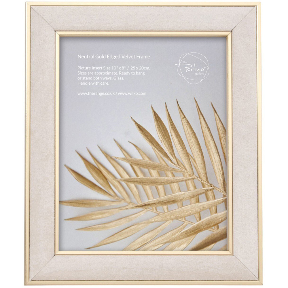 Neutral Gold Edged Velvet Frame Neutral and Gold 10x8inch Image 1