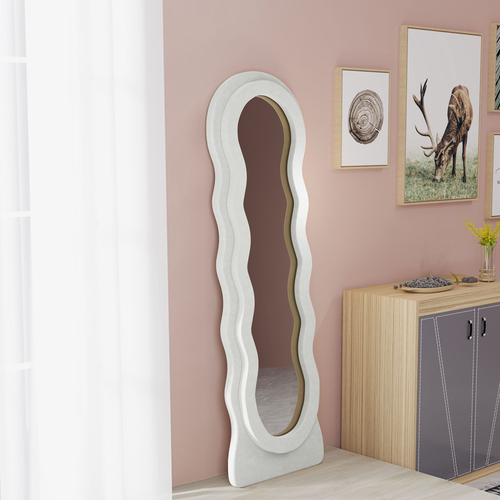 Portland White Velvet Frame Full Length Mirror 160 x 50cm Image 5