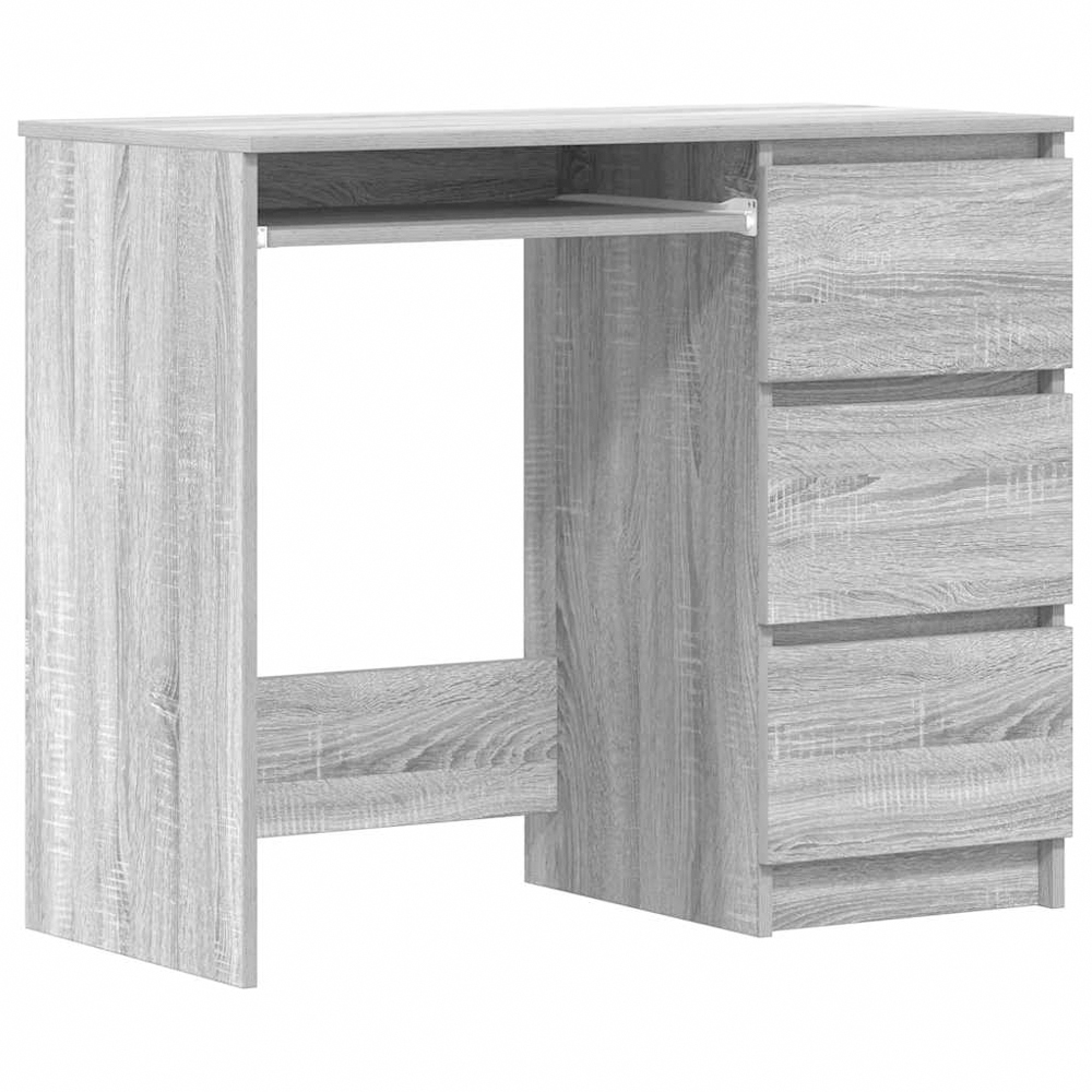vidaXL 3 Drawer Computer Desk with Keyboard Tray Grey Sonoma Image 2