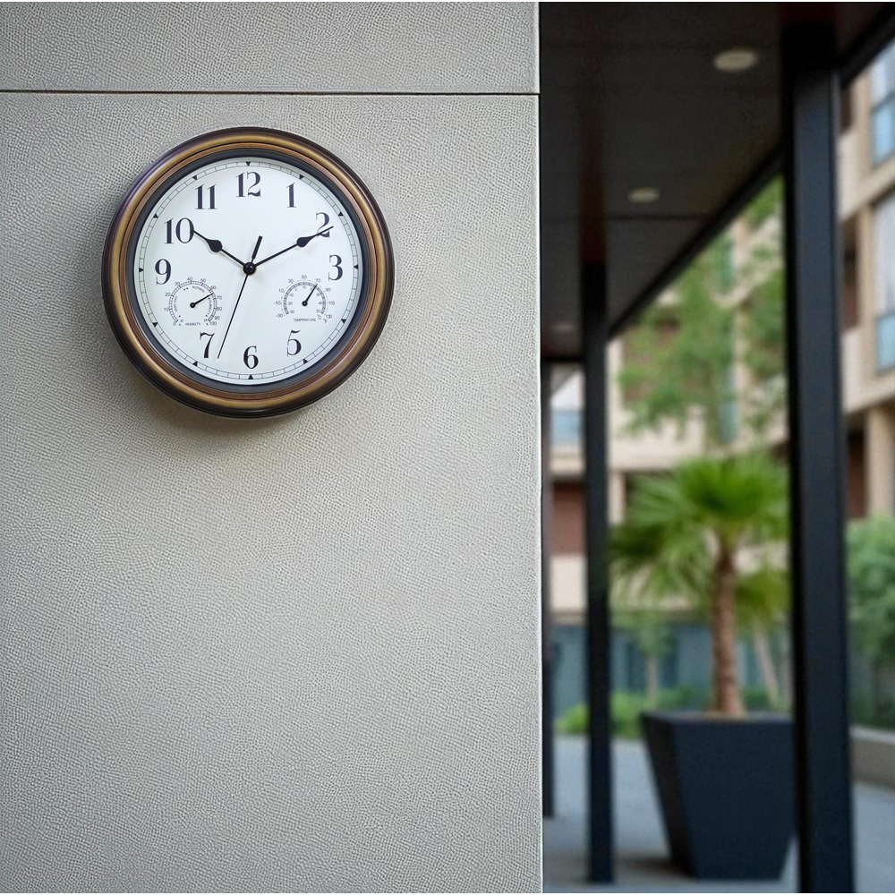Avilo Radio Controlled Outdoor Clock with Hydrometer and Thermometer Image 3