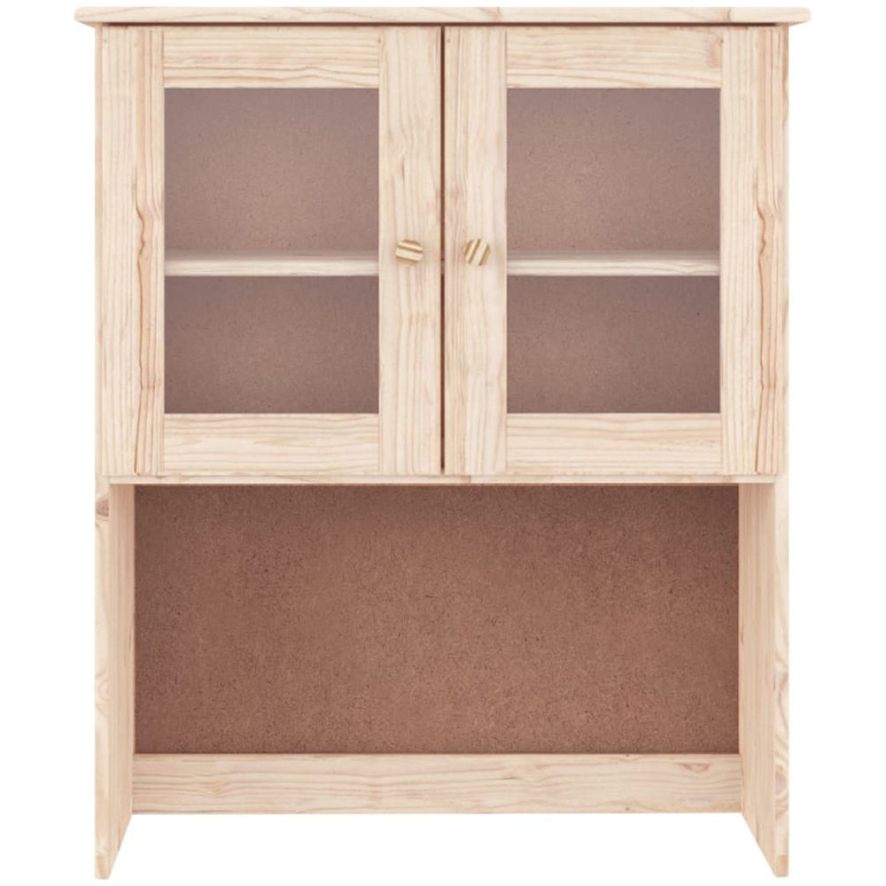 vidaXL Alta 2 Glass Door 4 Shelf Natural Solid Wood Pine Dresser Top Image 4