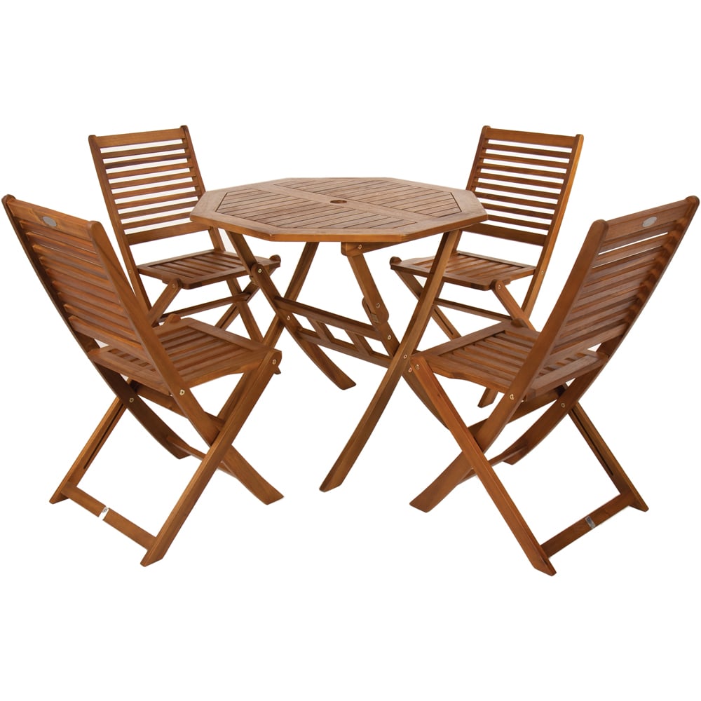 Charles Bentley Acacia 4 Seater Octagonal Dining Set Image 2