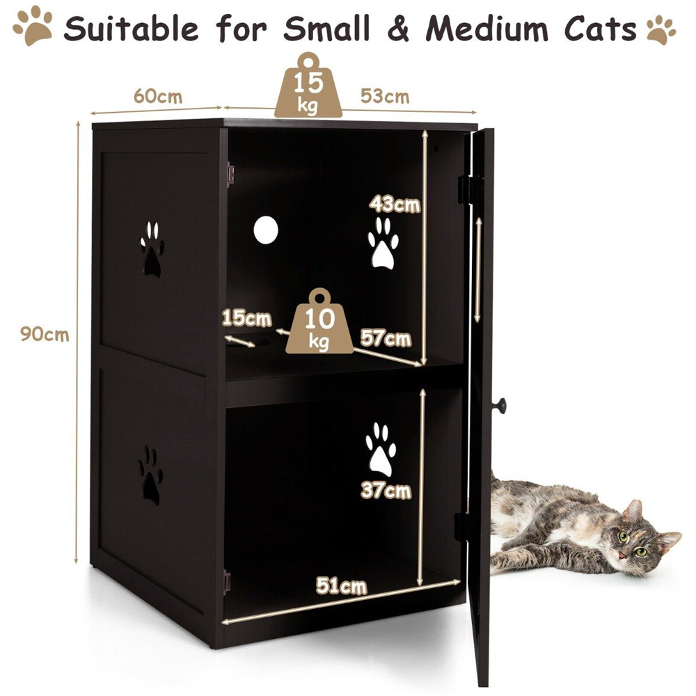Costway 2 Tier Coffee Cat Litter Box 90 x 60 x 53cm Image 9