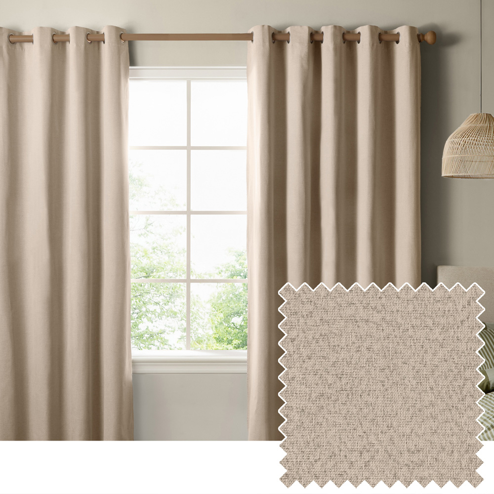 Furn The Ultimate Natural Textured Woven Blackout Eyelet Curtains 229 x 137cm Image 2