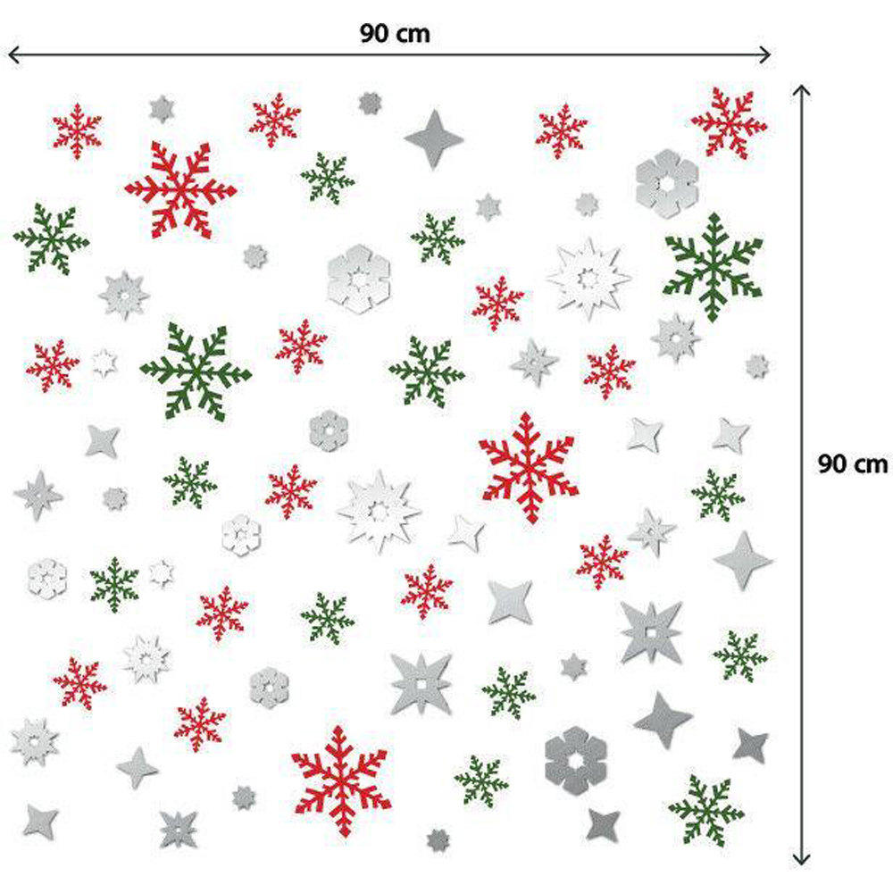 Walplus Silver and Colourful Christmas Snowflakes Self Adhesive Window Stickers 82 Piece Image 5