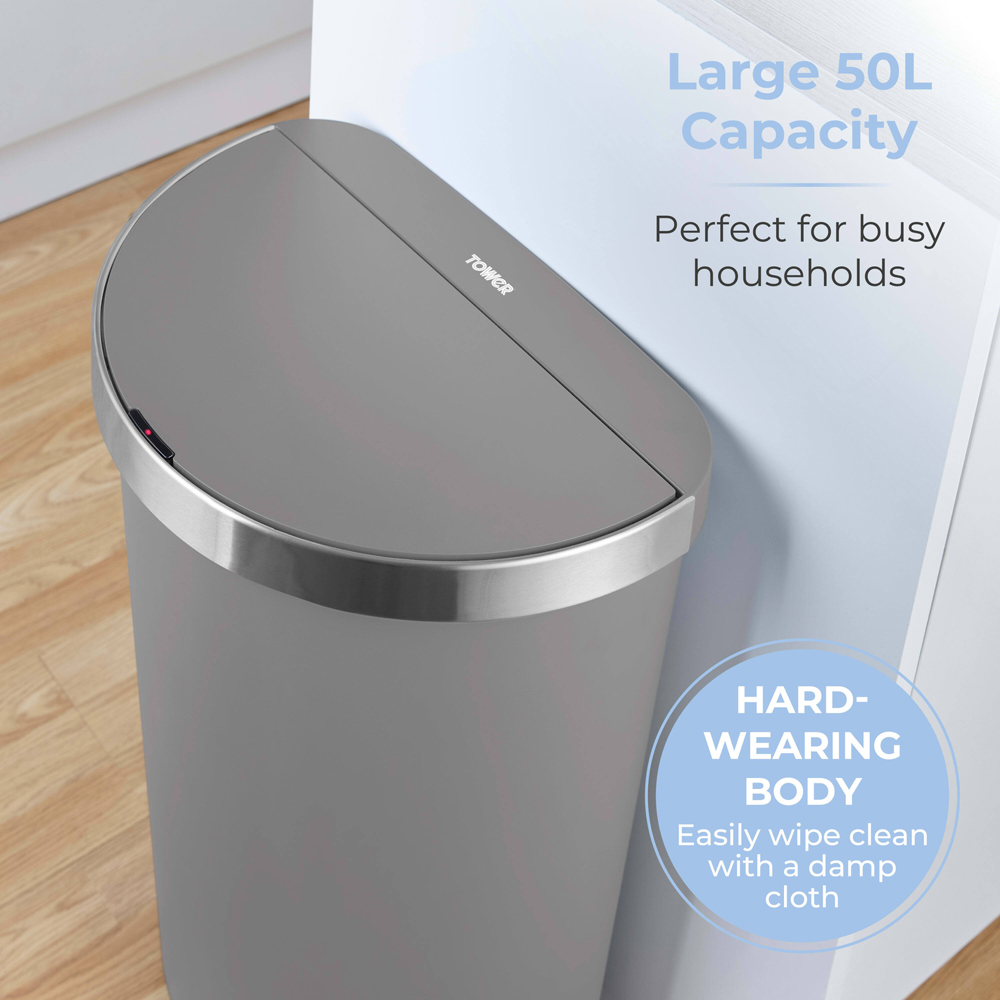 Tower Grey Curved ABS Sensor Bin 50L Image 5