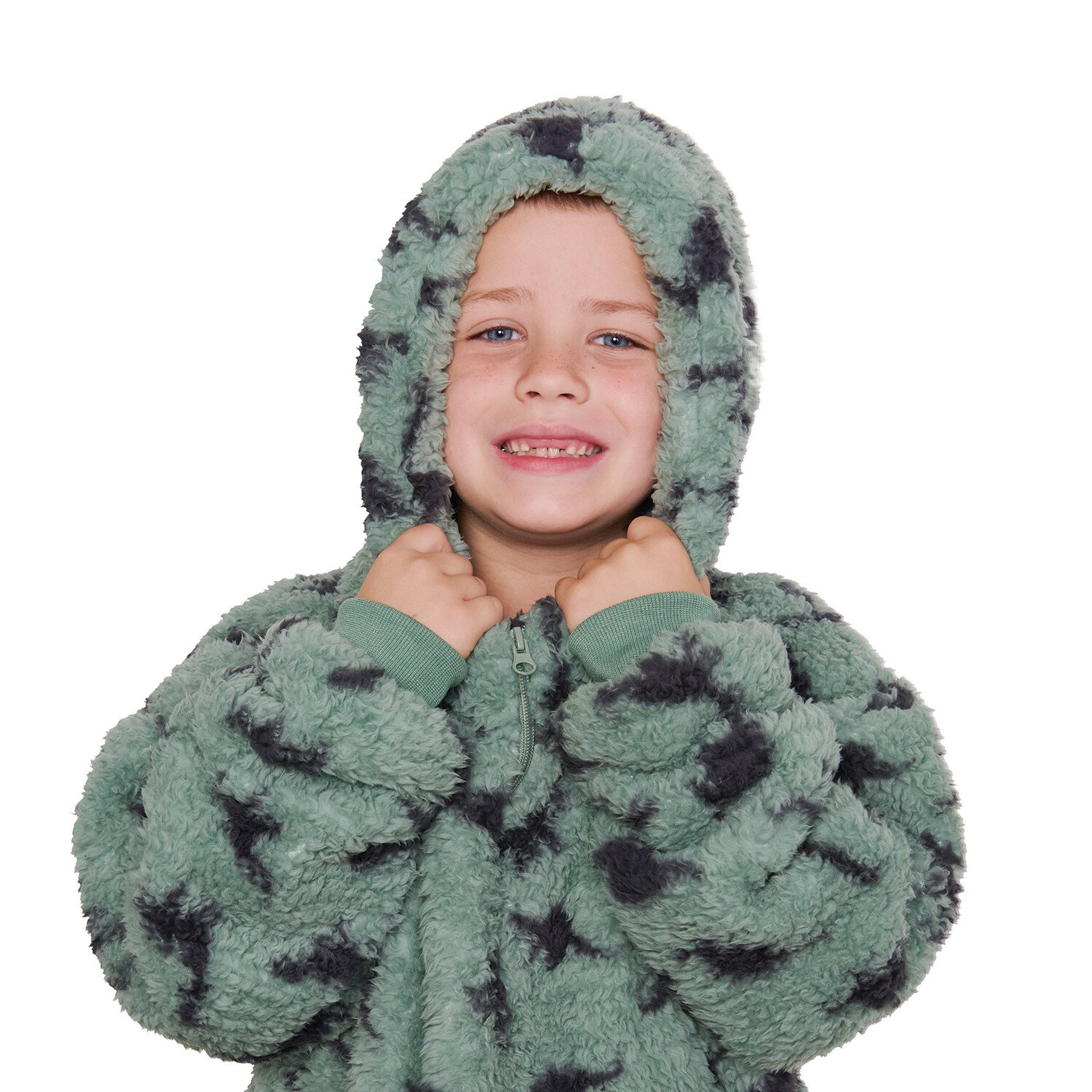 Kids Printed Sherpa Zip Hoodie Image 12