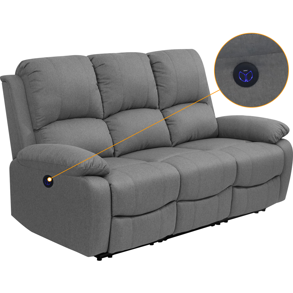 Comfy Living 5 Seater Light Grey Linen Electric Recliner Sofa Set Image 4