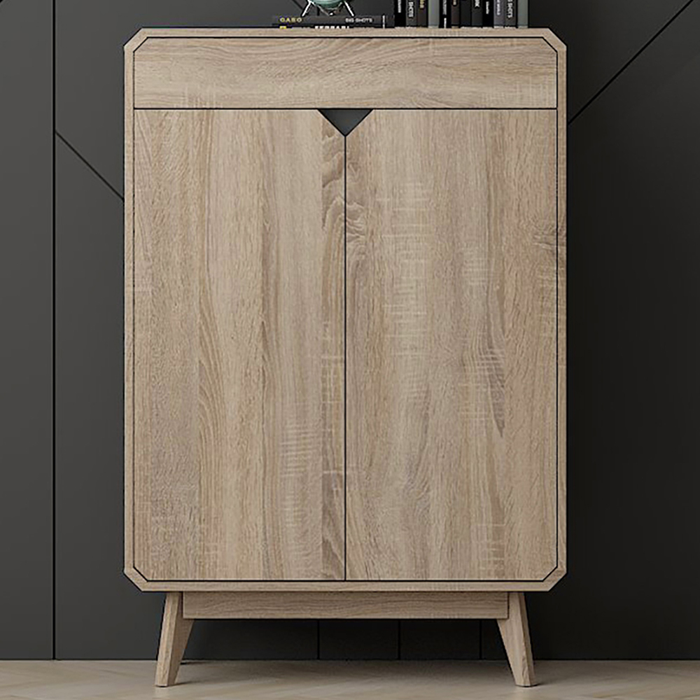 Kudl BR15 Single Drawer 4 Shelf Light Oak Shoe Cupboard Image 1