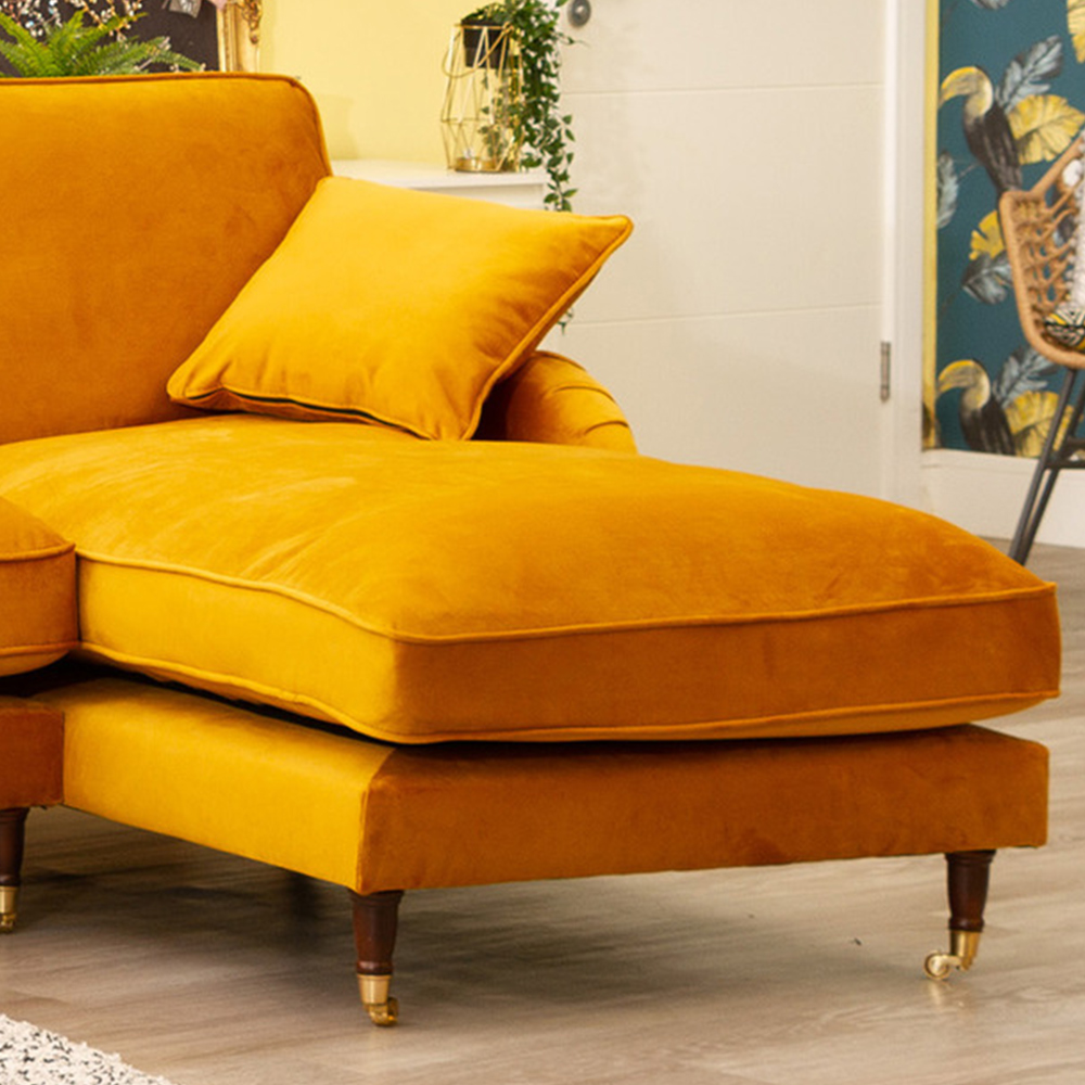 Mackenzie 3 Seater Mustard Velvet Large Right Hand Corner Sofa Image 3