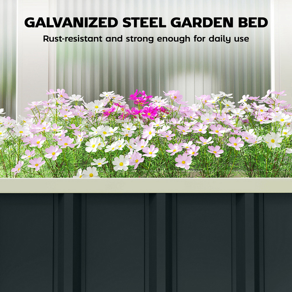 Outsunny Dark Grey Galvanised Raised Garden Bed with Gloves 136 x 52 x 31cm Image 5