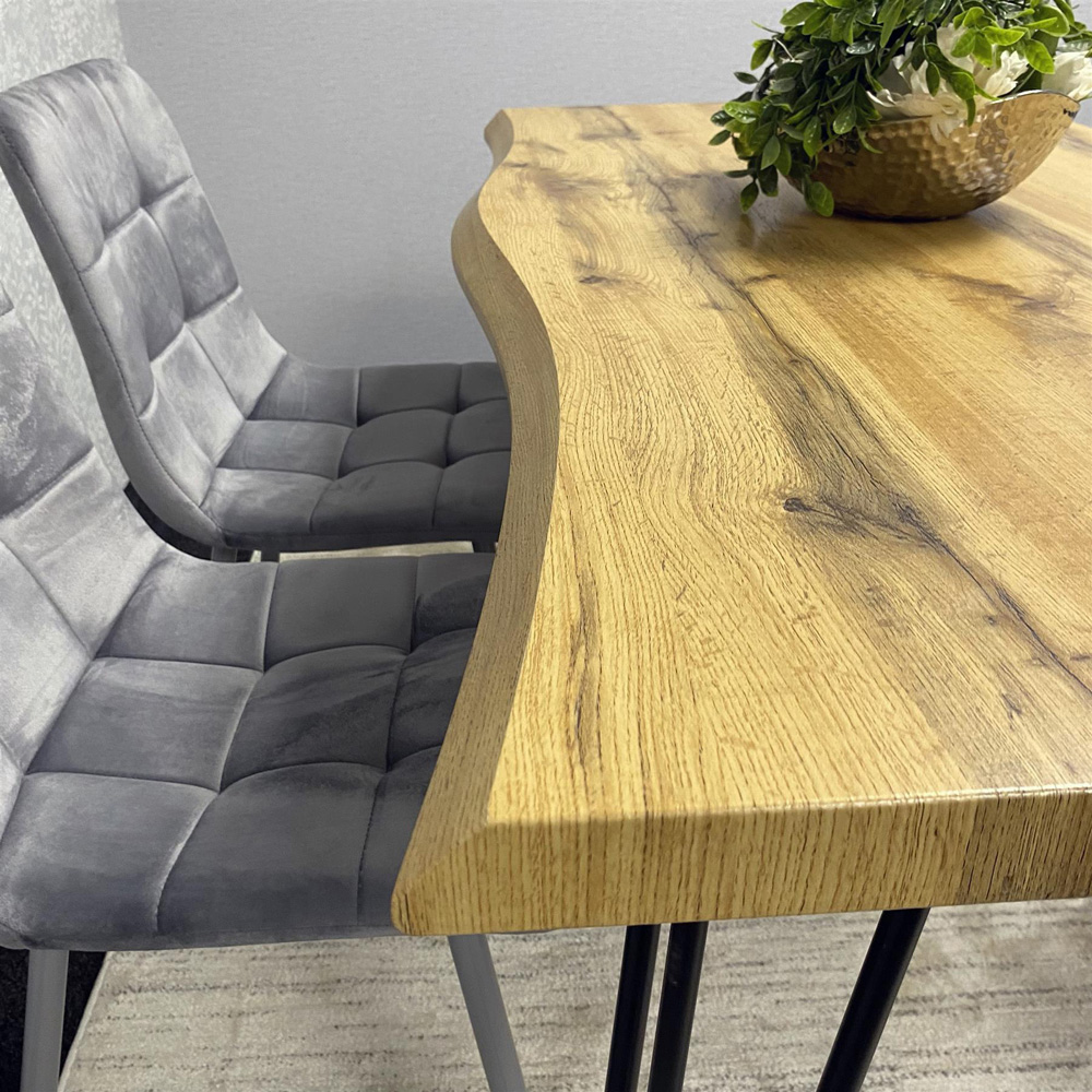 Kosy Koala 4 Seater Velvet Wooden Dining Set Grey Image 2