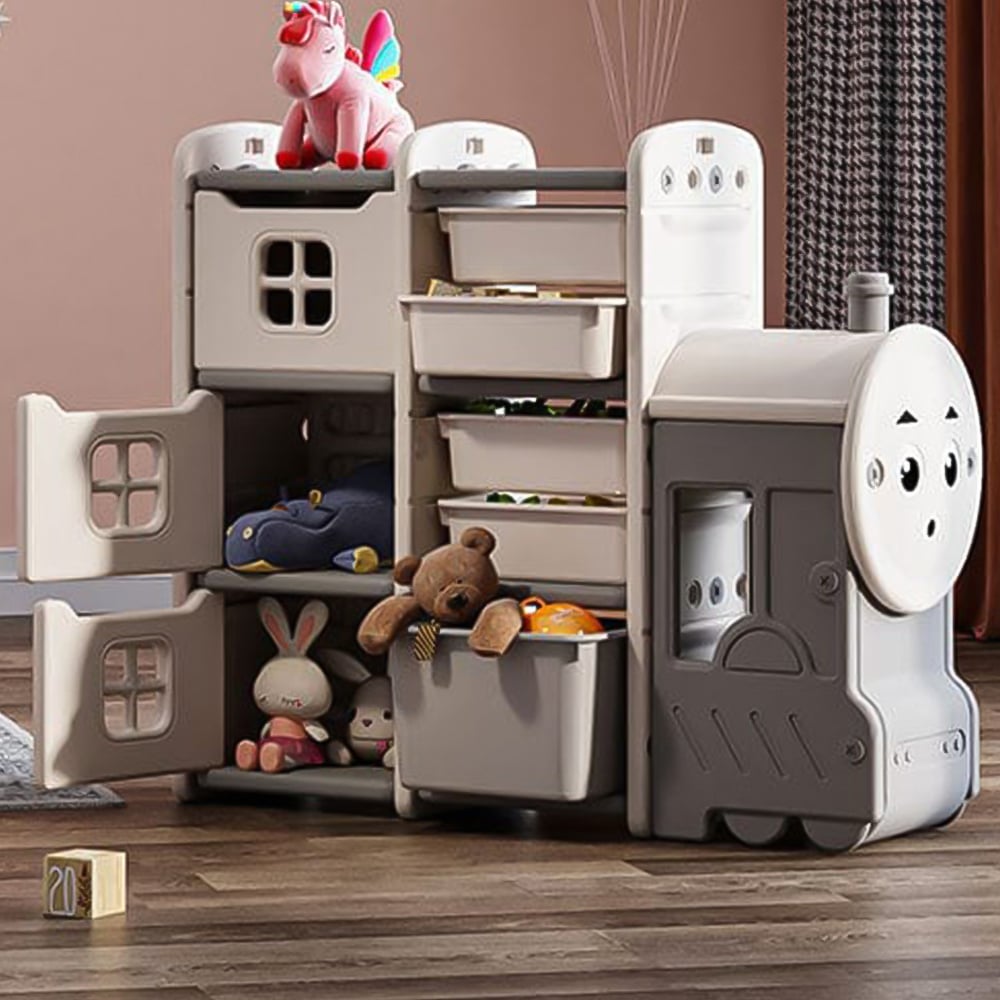 H&O Direct Cute Train Design Kids Storage Cabinet Set Image 1