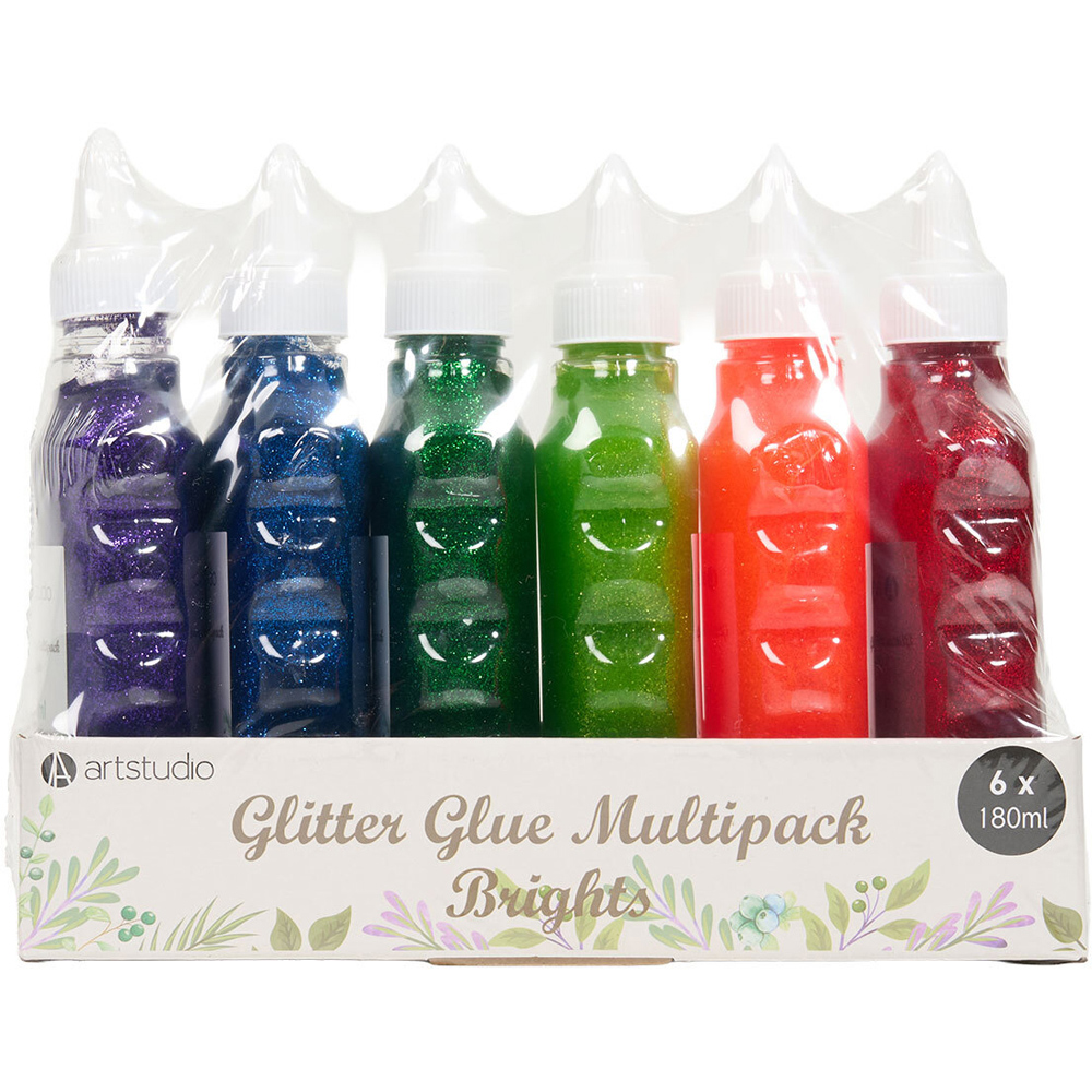 Pack of 6 Multicolour Glitter Glues Brights Image 3