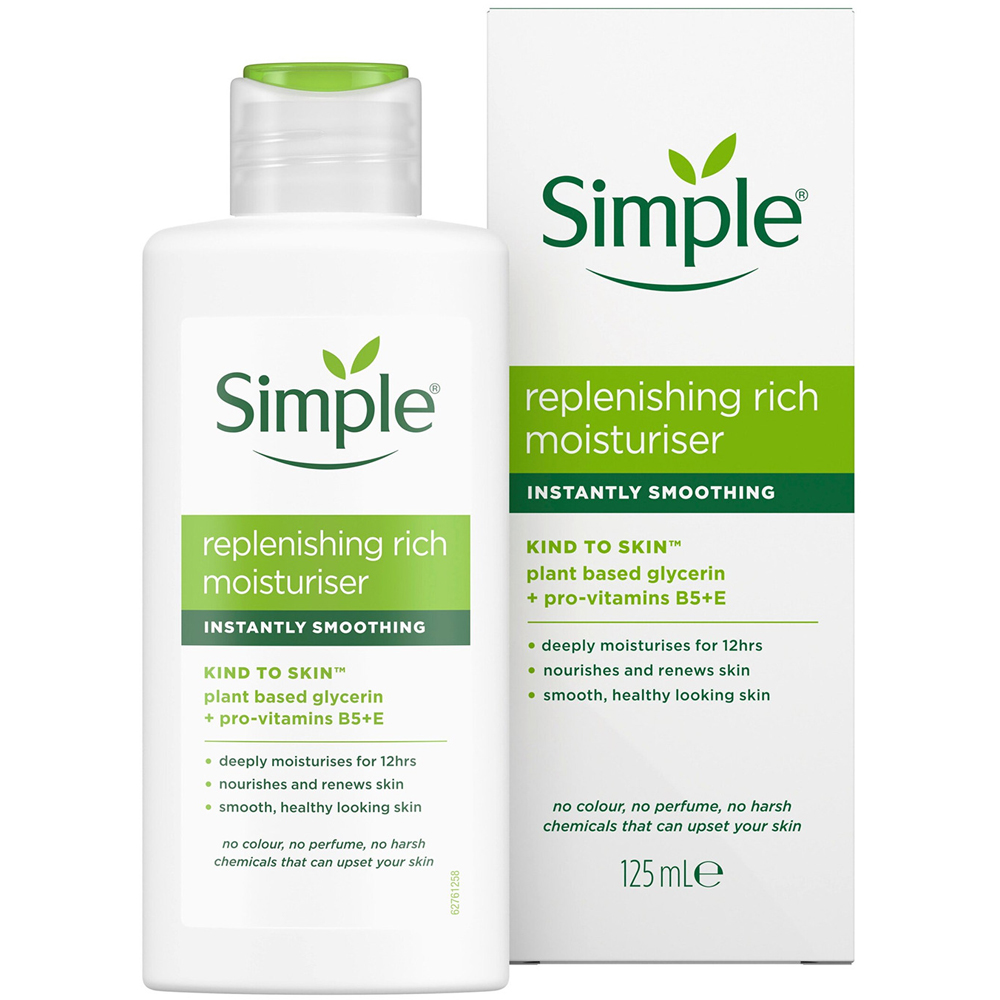 Simple Kind to Skin 12H Replenishing Rich Moisturiser Lotion 125ml 3 Pack Image 2