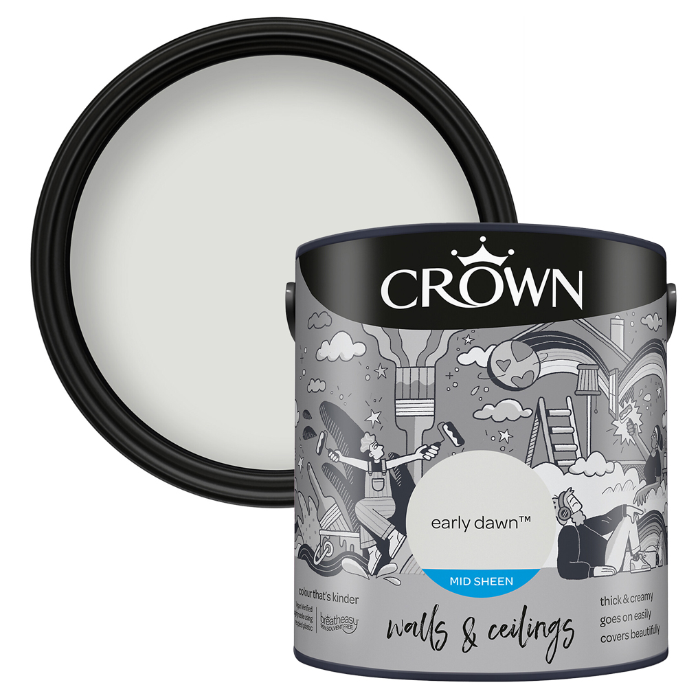 Crown Walls & Ceilings Early Dawn Mid Sheen Emulsion Paint 2.5L Image 1
