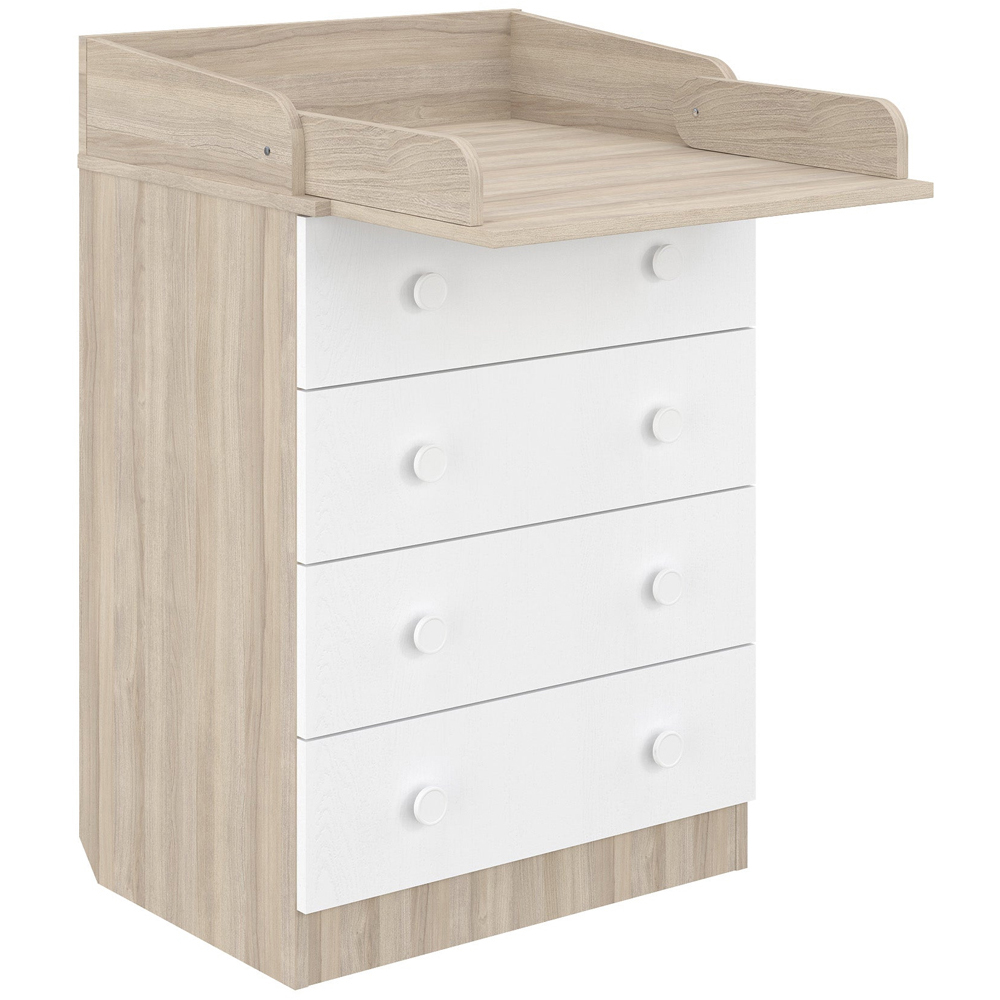Shefa 600 4 Drawer Elm and White Kids Changing Dresser Image 2