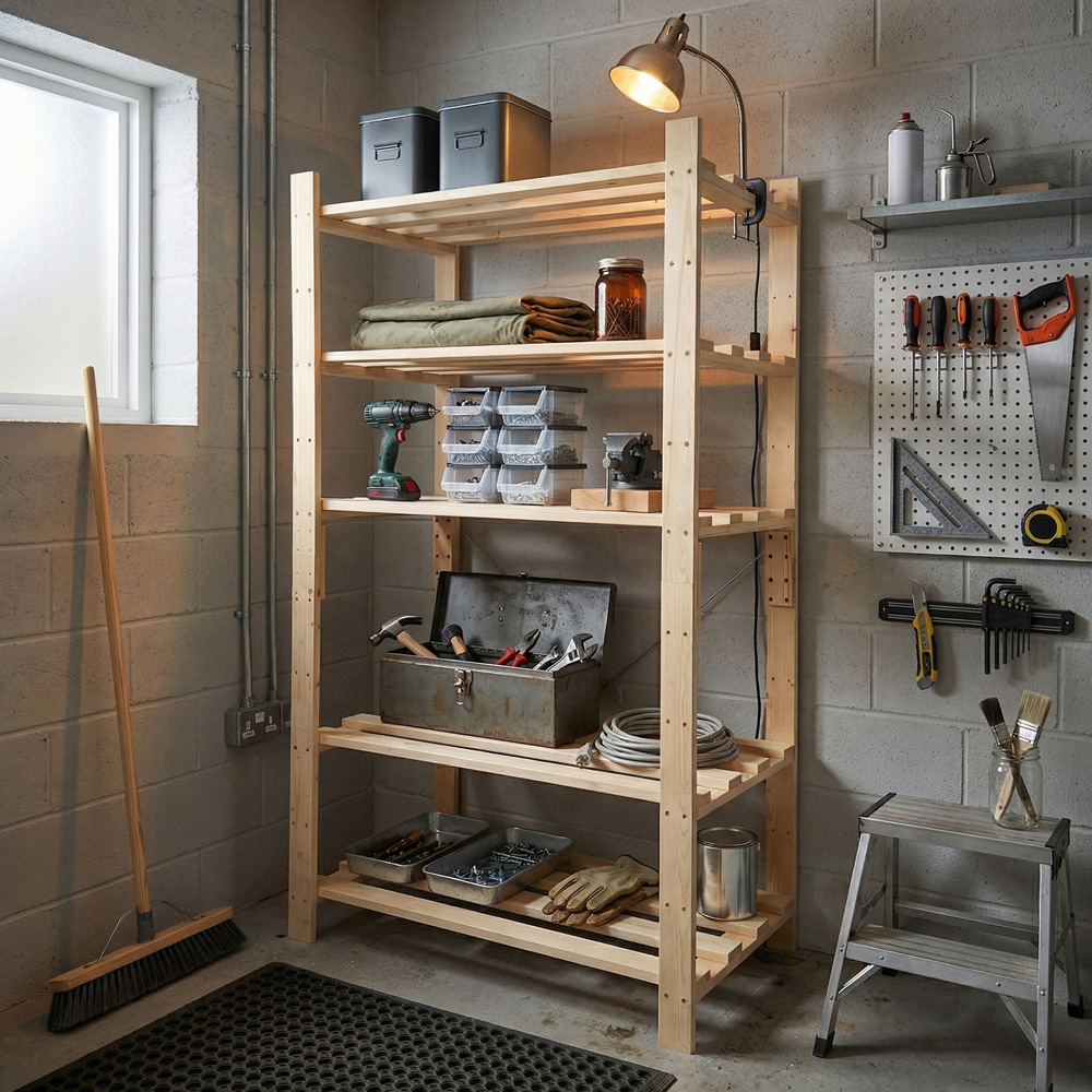 Core Products 5 Shelf Pre-Sanded Finish Pine Slatted Heavy Duty Freestanding Storage Unit Image 5