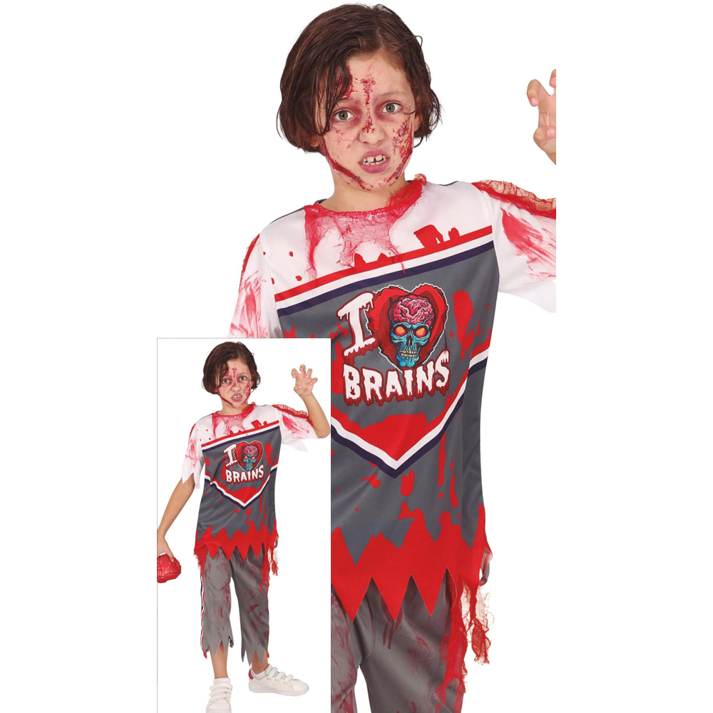 Fiestas Guirca Quarterback Zombie Grey and Red Costume 7 to 9 Years Image 3