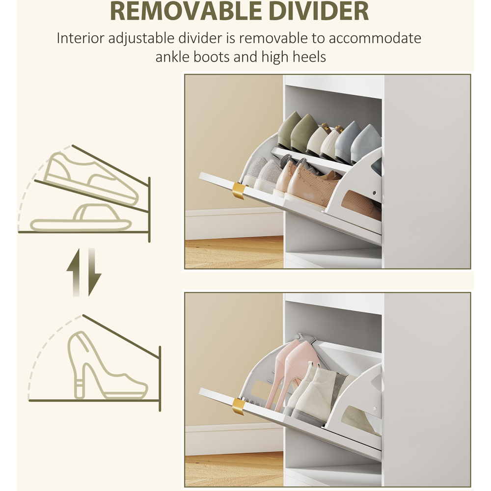 Portland Single Flip Drawer White Shoe Bench with Cushion Image 6