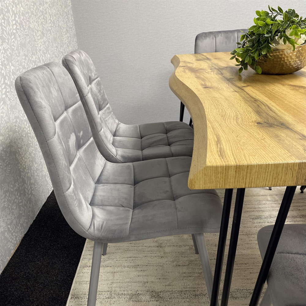 Kosy Koala 6 Seater Velvet Wooden Dining Set with Bench Grey Image 2