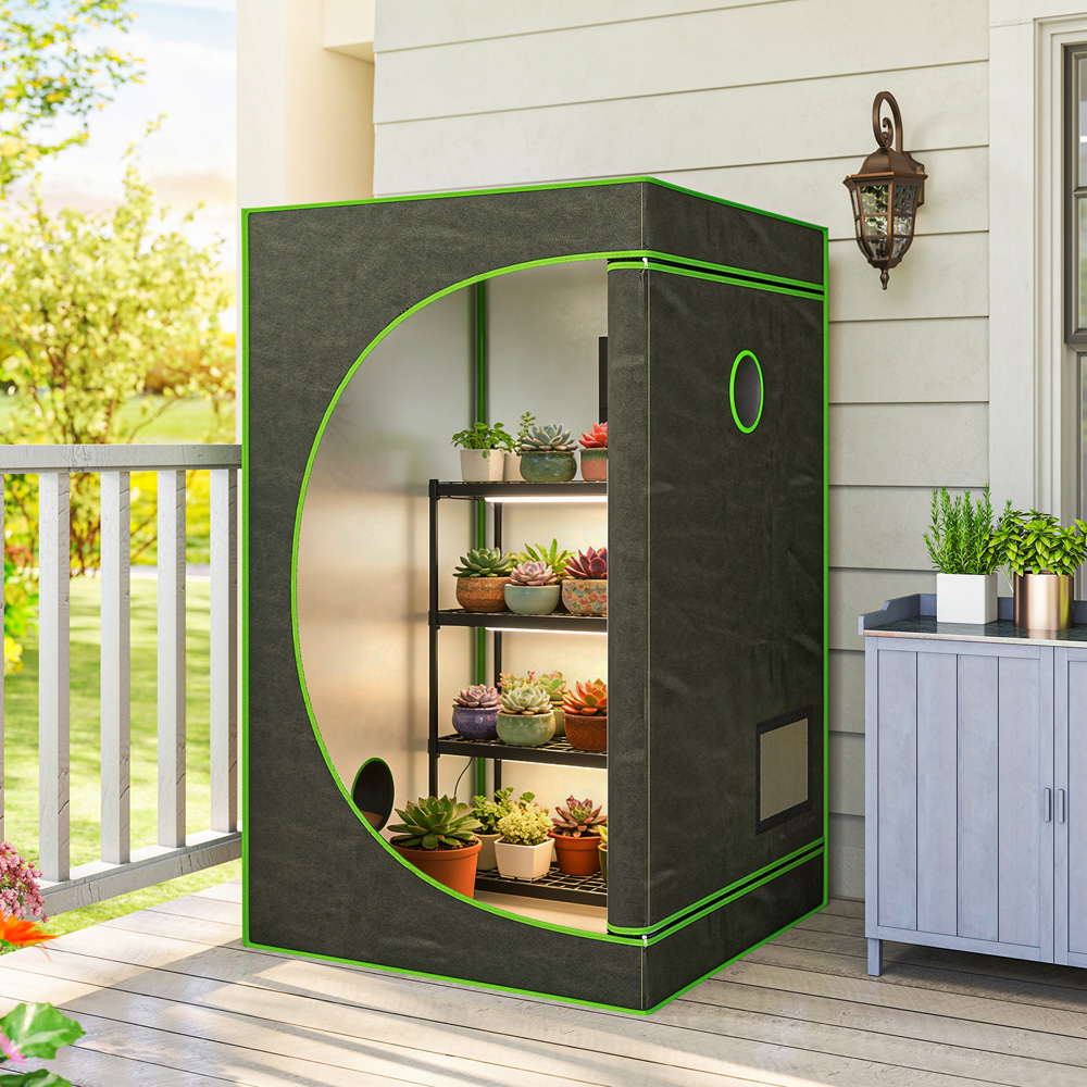 Outsunny Black Reflective Mylar Hydroponic 3.9 x 3.9ft Grow Tent Image 2