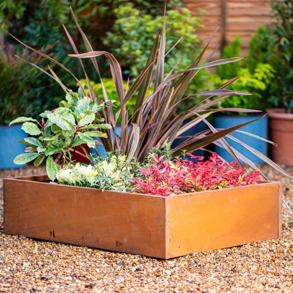 Garden Gear Rust Effect Metal Raised Garden Bed 80 x 60 x 20cm Image 2