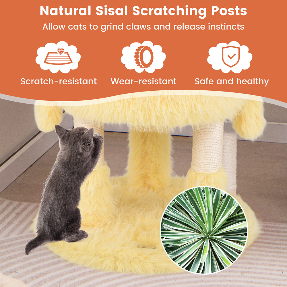 Costway Yellow Monster Themed Cat Tower with 2 Private Condos 93cm Image 5