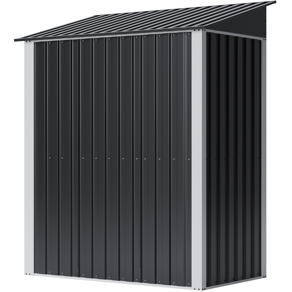 Living and Home 5 x 3ft Black Pent Quick Assembly Metal Garden Storage Shed Image 6