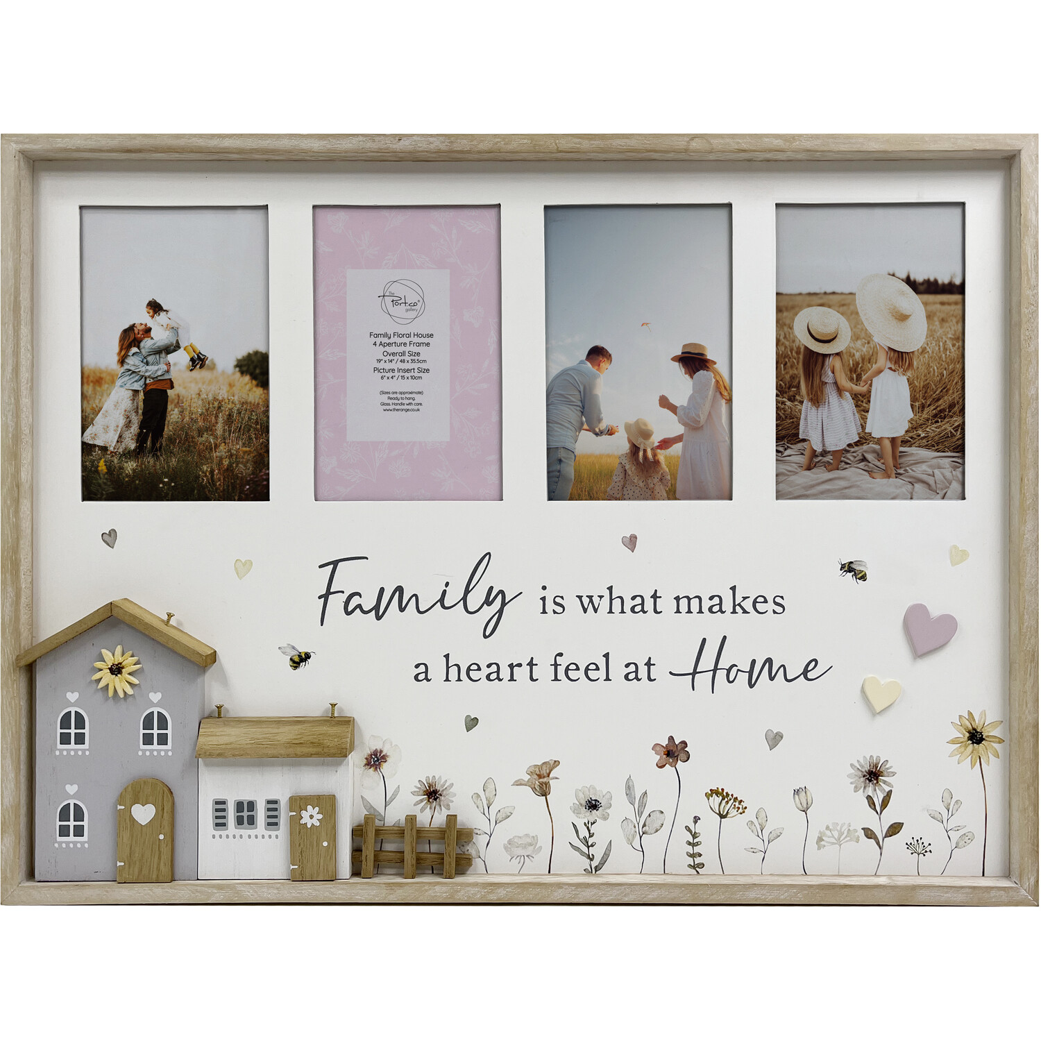 Family Floral House 4-Aperture Photo Frame - Natural Image 1