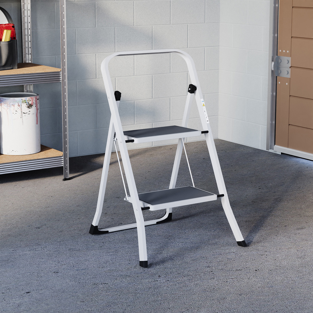 HOME VIDA White 2 Step Ladder Image 3