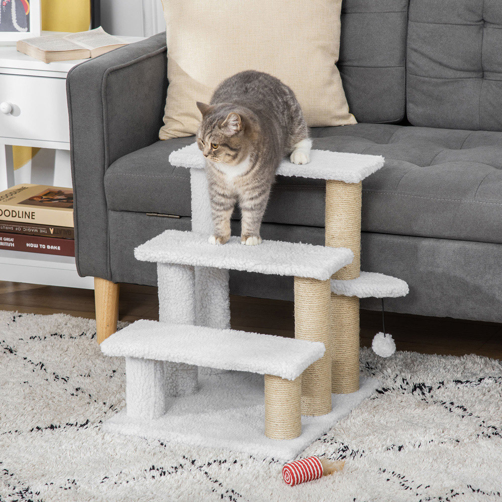 PawHut White 3 Step Pet Stair Image 2