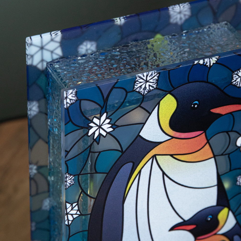 Samuel Alexander Warm White LED Double Sided Stained Glass Light Up Mother & Baby Penguin Ornament Image 6