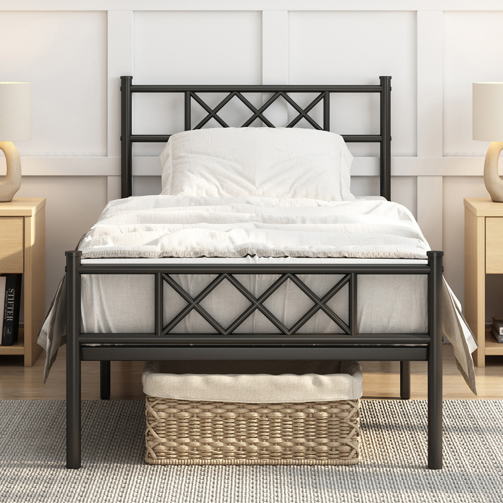 Brooklyn Felix Single Black Metal Bed Frame with Headboard and Footboard Image 4