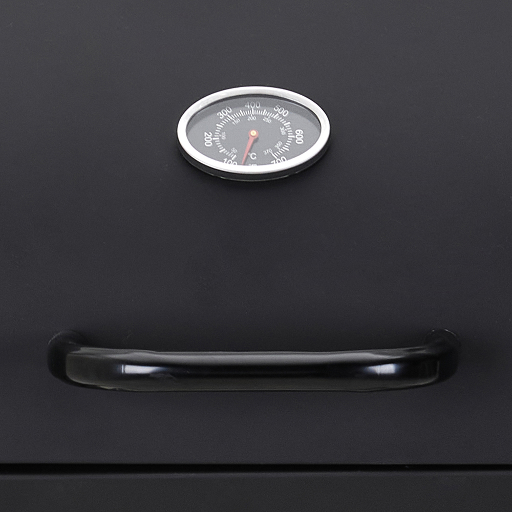 Living and Home Black Metal Outdoor Charcoal BBQ Grill with Thermometer Image 5