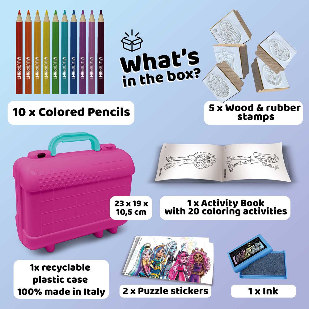 Multiprint Monster High Kids Travel Colouring and Stamp Set Image 2