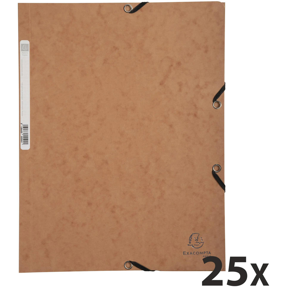 Exacompta A4 400gsm Tobacco Elasticated 3 Flap Folder 25 Pack Image 6