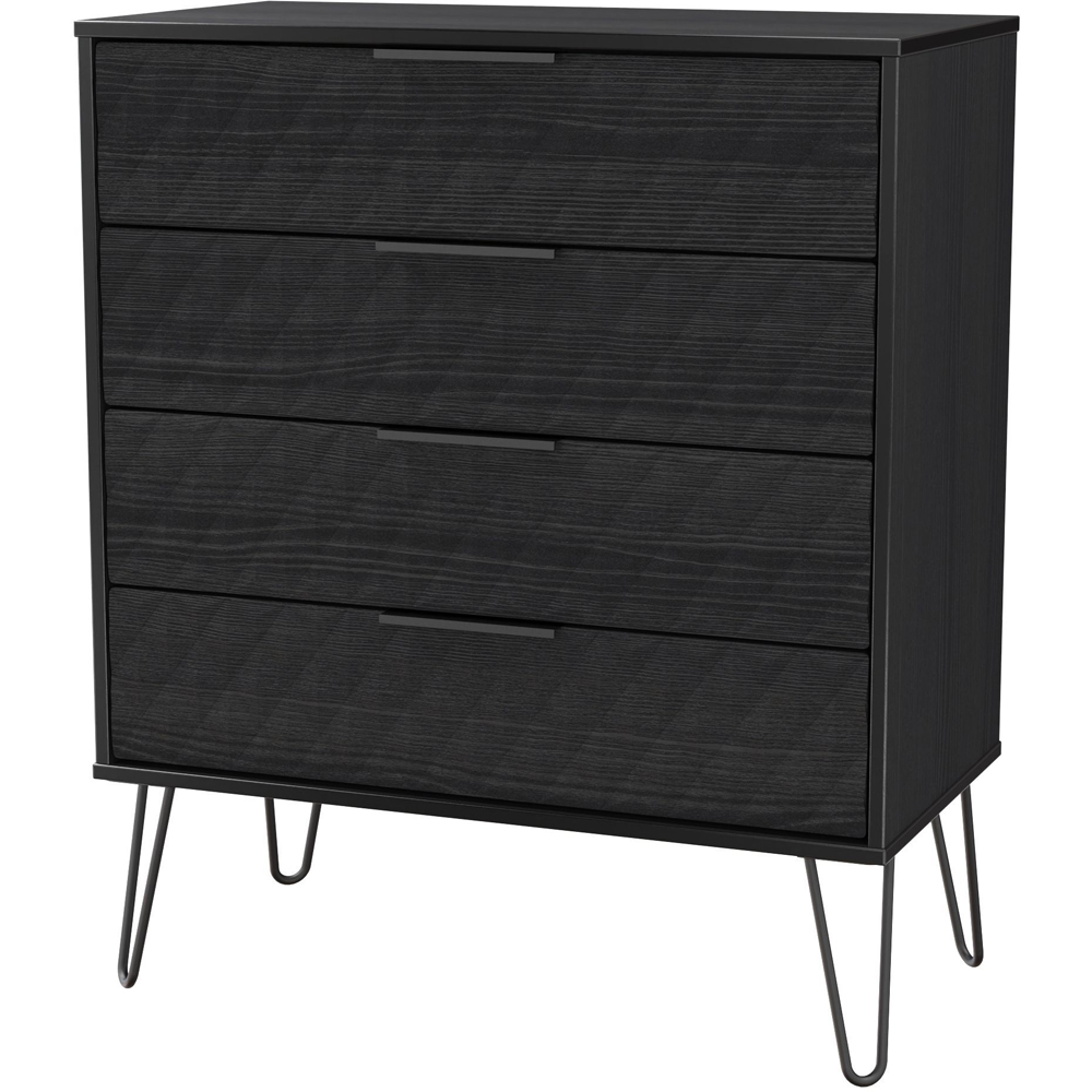 Crowndale Harlequin 4 Drawer Black Ash Chest of Drawers Ready Assembled Image 2