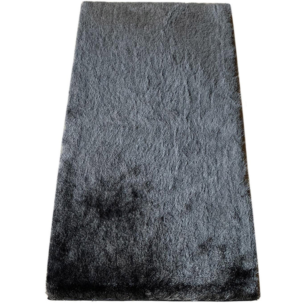 Grey Silky Shaggy Rug 150 x 80cm Image 1