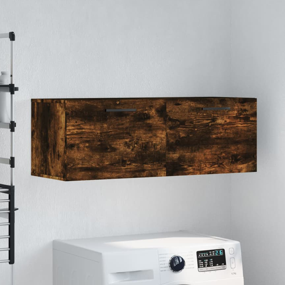 vidaXL 2 Door Smoked Oak Wall Cabinet Image 1