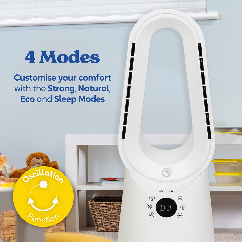 Russell Hobbs White Oscillating Bladeless Heat and Cool Fan with Remote Image 6