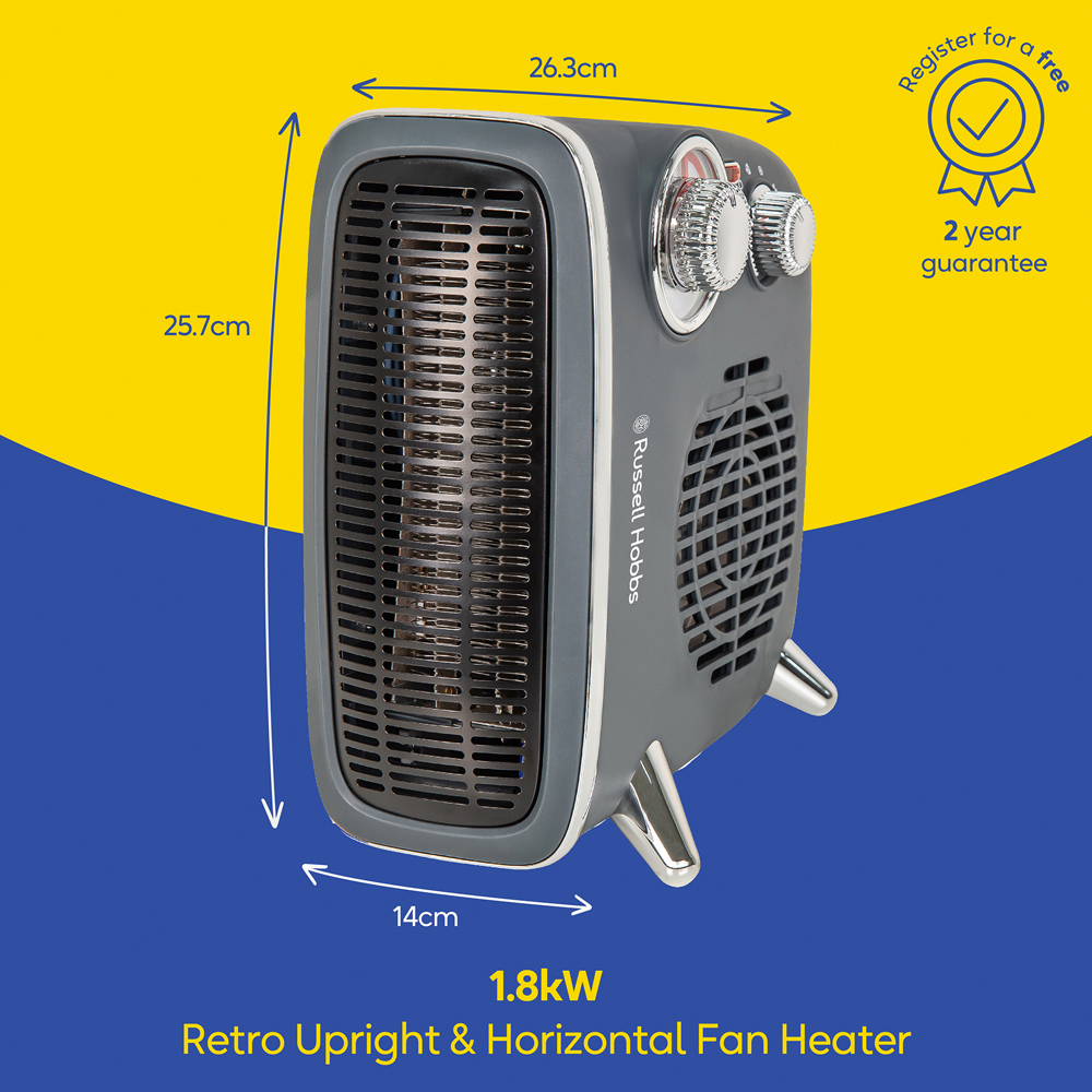 Russell Hobbs RHRETHFH1001G Retro Grey Fan Heater 1800W Image 9
