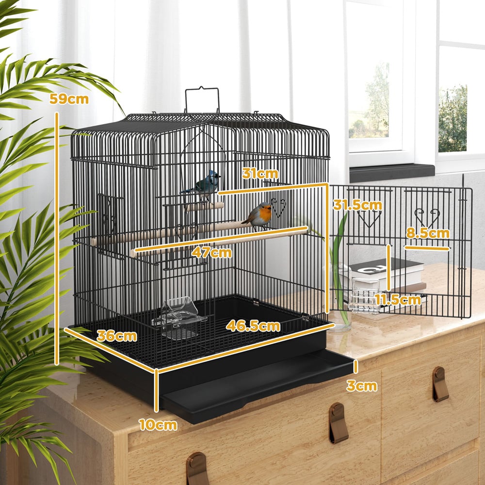 PawHut 59cm Black Large Bird Cage Image 9