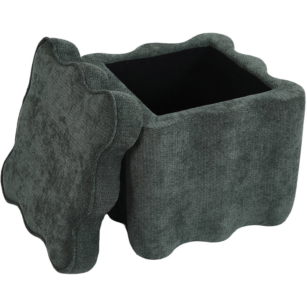 Wavy Storage Ottoman Green Image 2