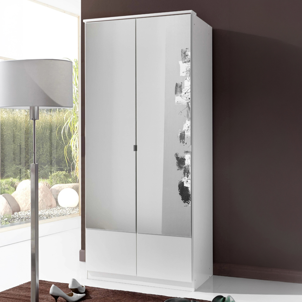TJ'S Sligo 2 Door White Mirror Wardrobe Image 1
