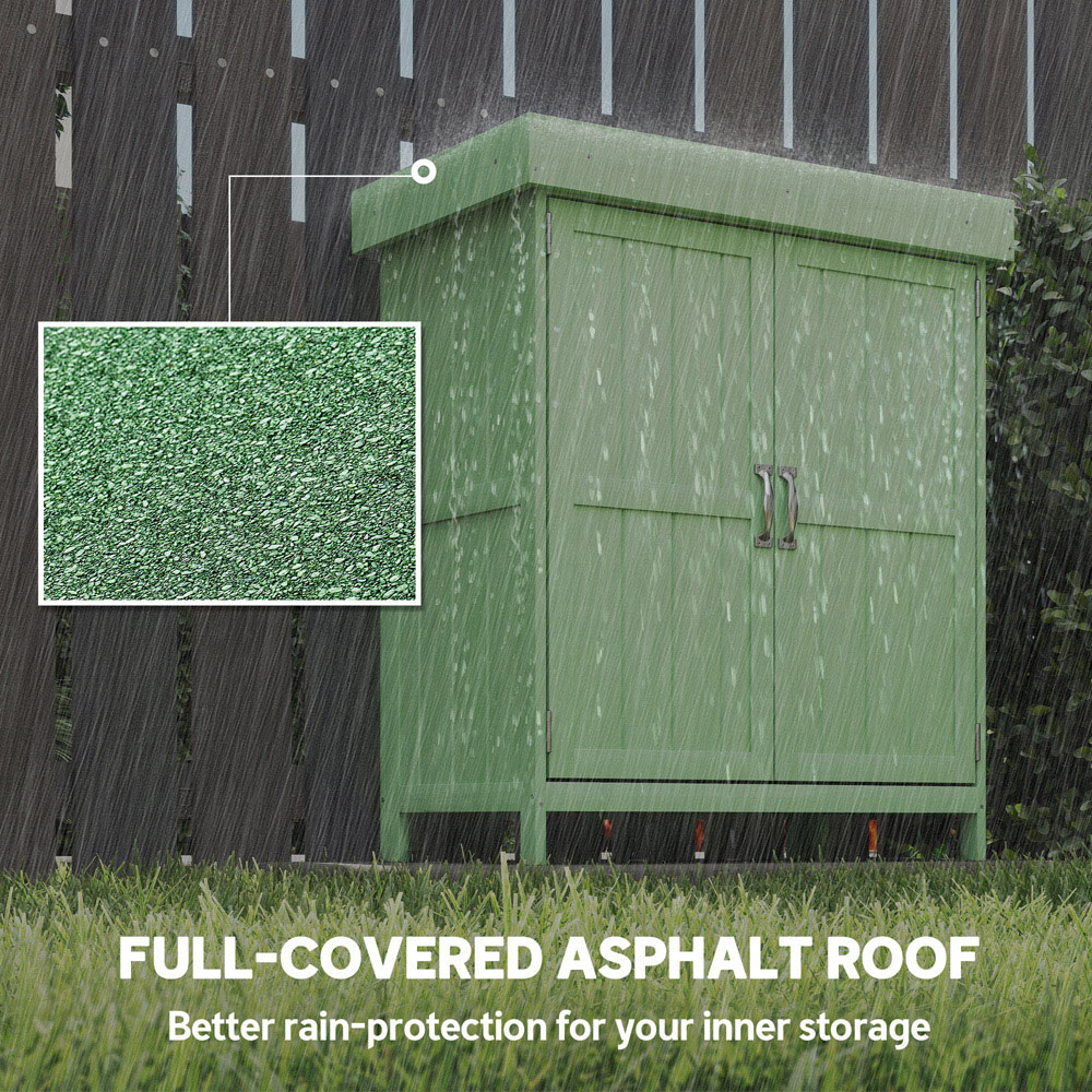 Outsunny 2.4 x 1.4ft Light Green Wooden Garden Storage Shed with Hinged Roof Image 7