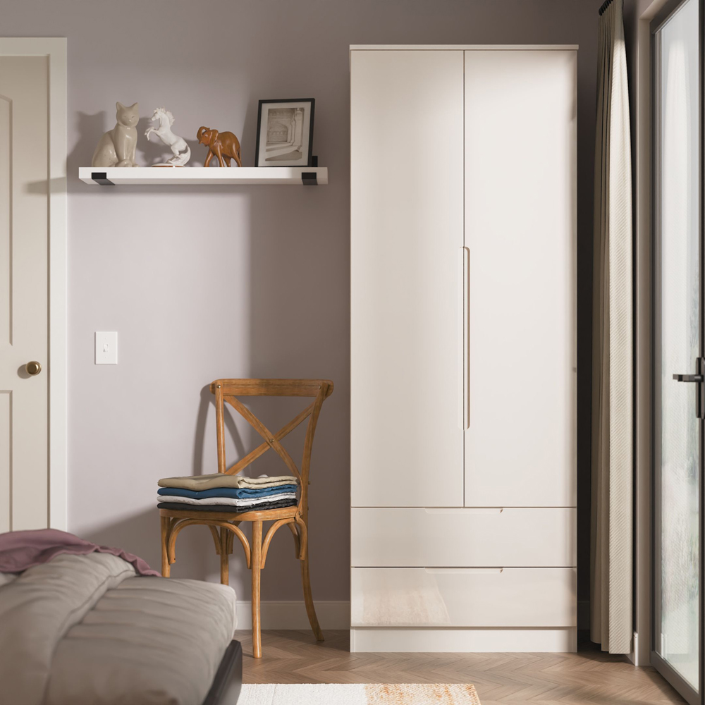 Crowndale Milan 2 Door 2 Drawer Kashmir Gloss and Kashmir Tall Wardrobe Ready Assembled Image 9