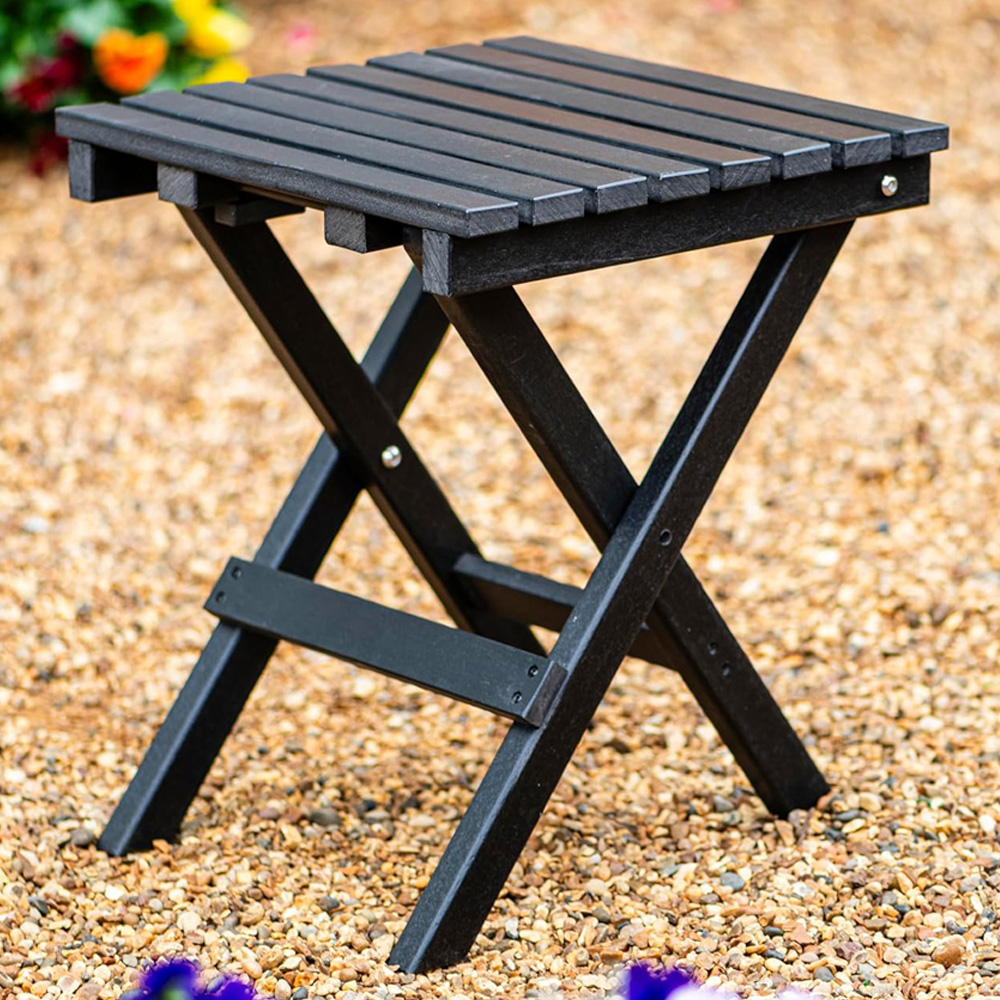 Thompson & Morgan Grey HDPE Foldable Side Table 39 x 39 x 46.5cm Image 1