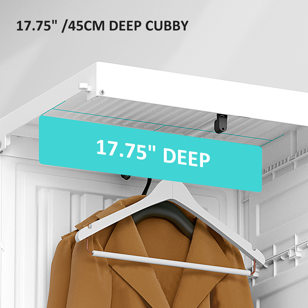 Portland 9 Door White Portable Wardrobe Hanging Rods Image 7